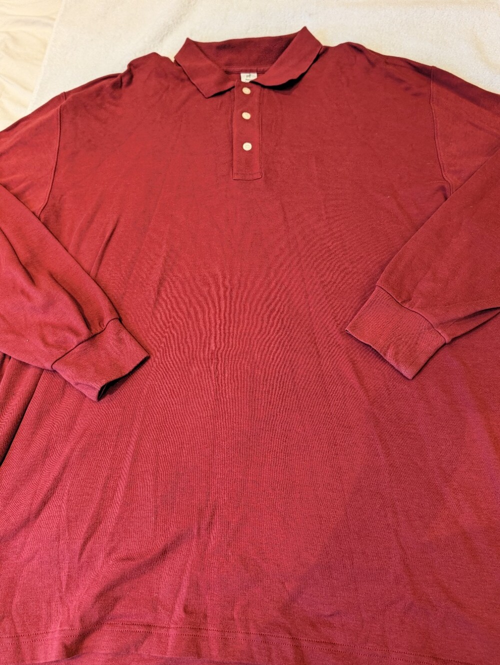 Peruvian Connection Mens XL Pima Cotton Long Sleeve Polo Shirt Burgundy Maroon